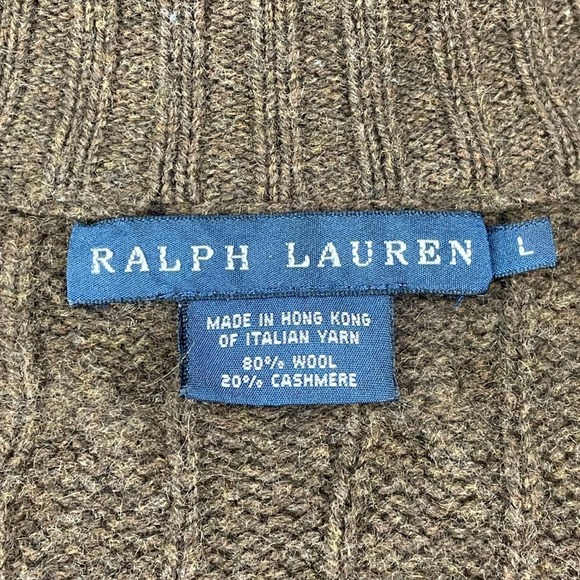 Vintage (S) RALPH LAUREN Cashmere Cable Button Cardigan Sweater Grunge-Thrashed - Picture 8 of 8